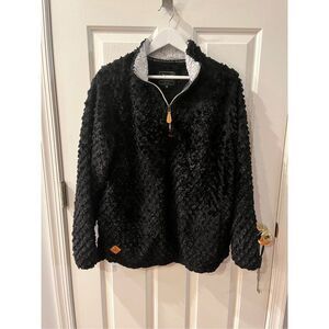 Simply Southern Black Cozy Fur Quarter Zip sz M